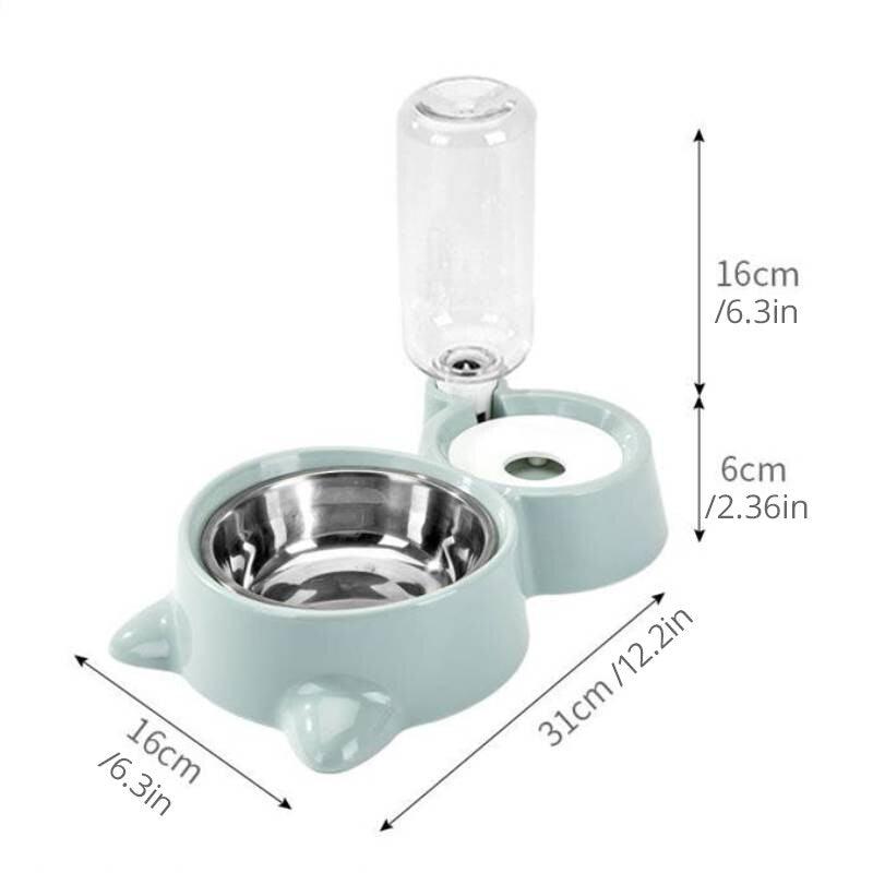 2 en 1 Gamelle et Fontaine automatique pour animaux de compagnie, bol pour aliments et eau, accessoire pour chien et chat-5-Petmonde