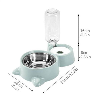 2 en 1 Gamelle et Fontaine automatique pour animaux de compagnie, bol pour aliments et eau, accessoire pour chien et chat-5-Petmonde