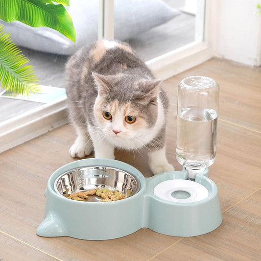 2 en 1 Gamelle et Fontaine automatique pour animaux de compagnie, bol pour aliments et eau, accessoire pour chien et chat-1-Petmonde