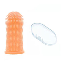 Petmonde-Brosse à Dents Super Douce pour Chien et Chat, Outil de Soins de la Mauvaise Haleine, Sans Silicone, Accessoires Pour Chiens et Chat-Orange-Petmonde