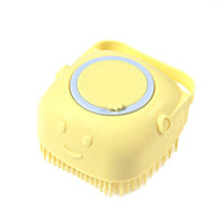 Petmonde-Brosse de bain en silicone souple avec compartiment à shampoing pour chien-Jaune-Petmonde