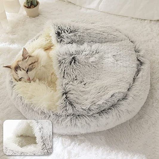 Lit en Peluche Chaud pour Chat et Chien - Panier de Couchage Confortable-1-Petmonde