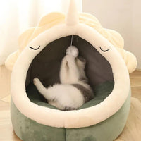 Petmonde-Lit semi-couvert confortable pour chat, accessoire pour animaux de compagnie-Gris-S (31X30X28cm)-Petmonde
