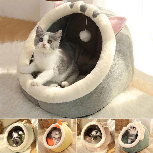 Lit Semi-Couvert Confortable pour Chat - Accessoire Douillet et Sécurisé pour Animaux-1-Petmonde