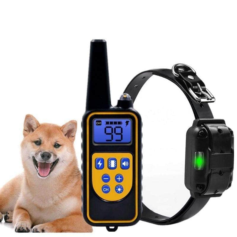 Collier de dressage pour chiens rechargeable ip67 étanche portée de 800m avec 99 niveaux de mode vibration choc electrique sonore-1-Petmonde