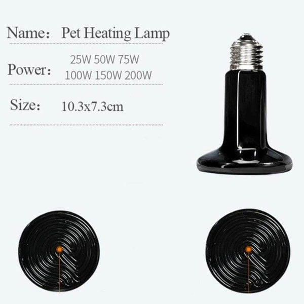 Lampe chauffante pour reptiles 220V - Lampe infrarouge en céramique étanche  - Modèle E27 - Puissance de 75W